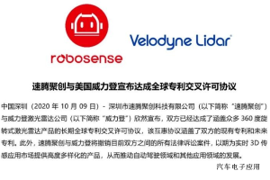 速腾聚创与威力登达成长期全球专利交叉许可协议