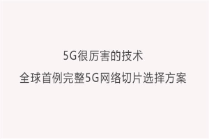 全球首例完整5G网络切片选择方案